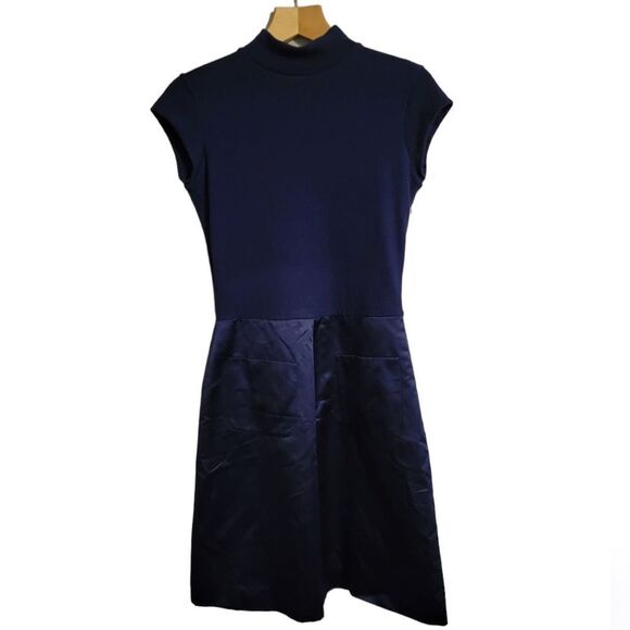 Heidi Weisel New York Navy Cashmere Silk Mock Turtleneck Dress - Picture 1 of 7
